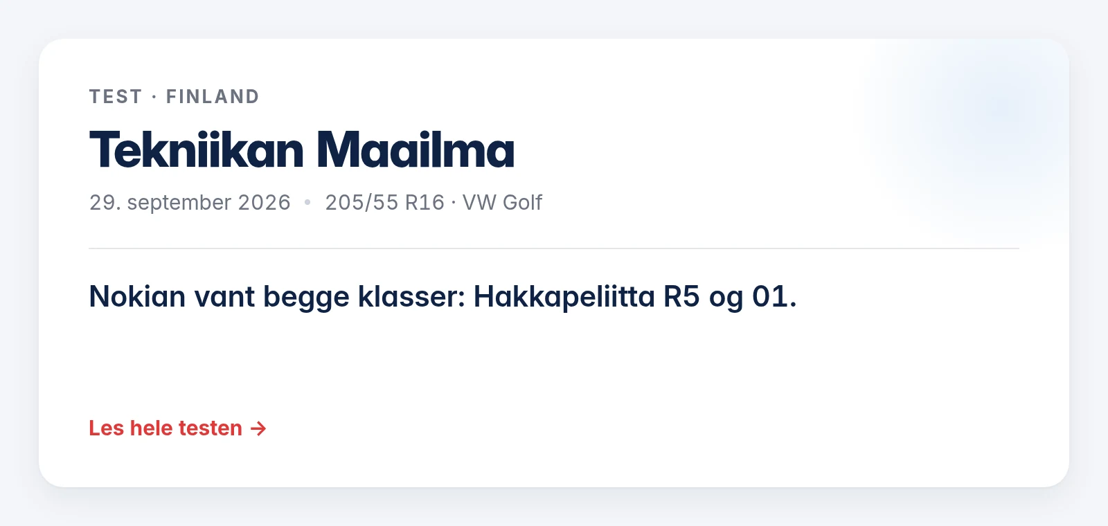 Tekniikan Maailma: testkort