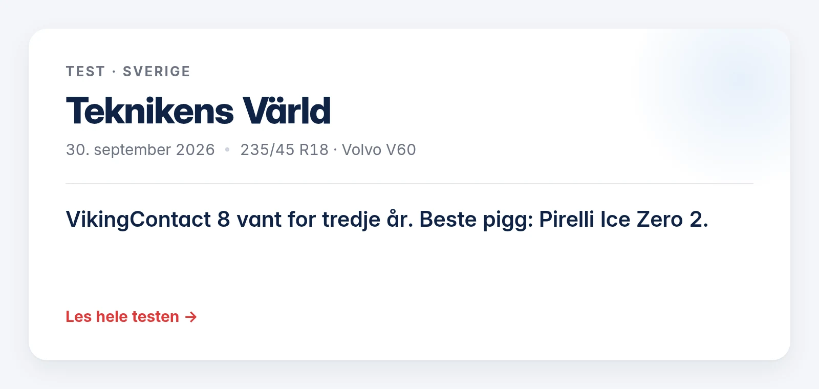 Teknikens Värld: testkort