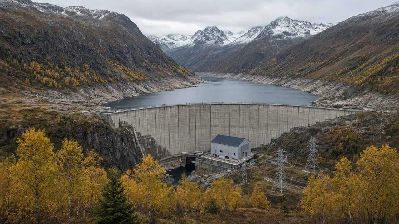 Demning og kraftstasjon i fjellet