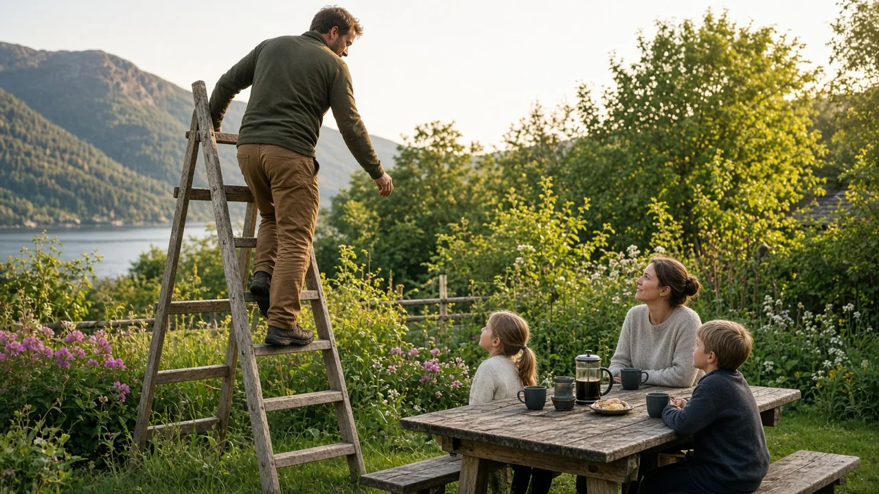 Familie i hagen